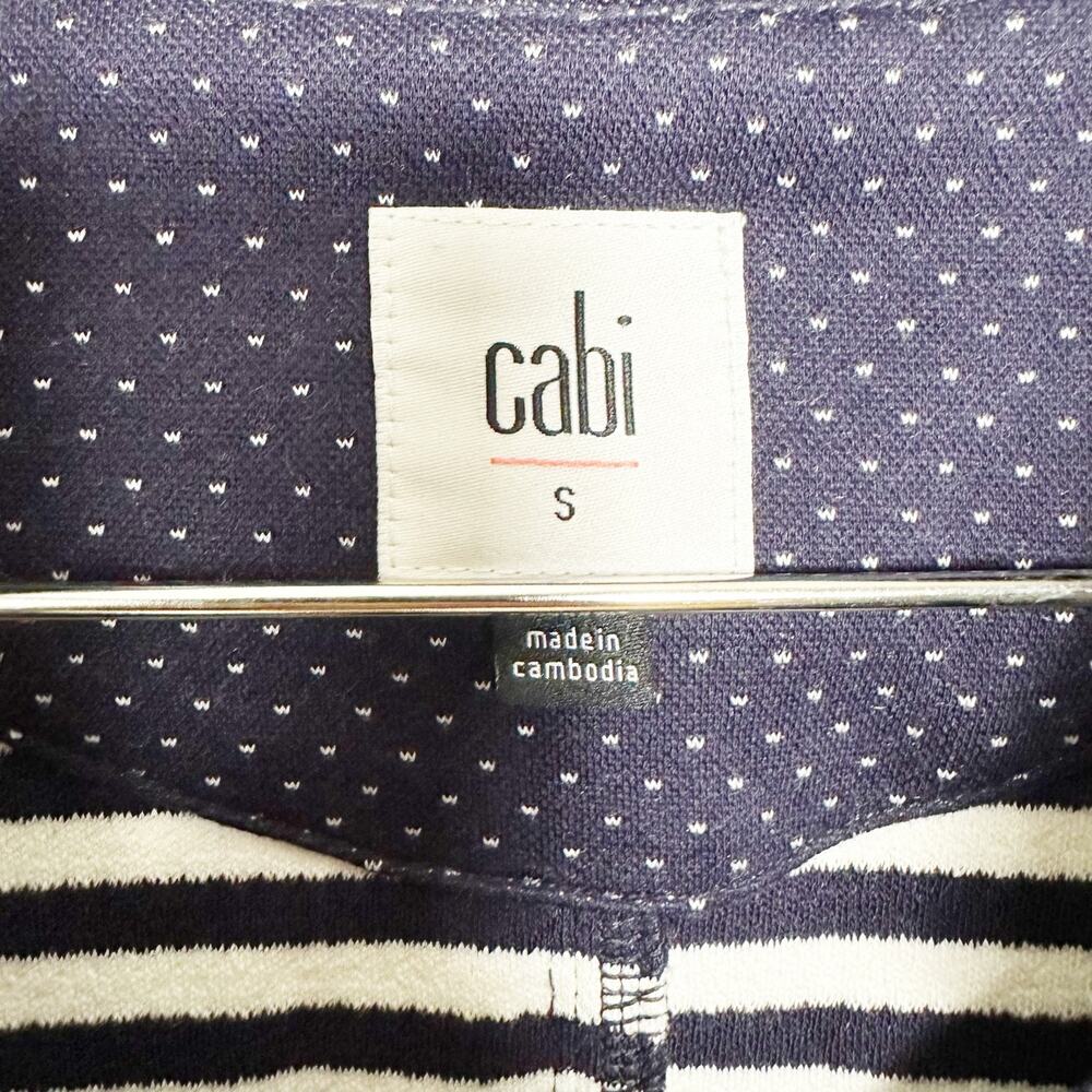 CAbi #5654 Women Medium Blue/White Nautical Striped Harbor Jacket Drawstring S - Picture 9 of 13